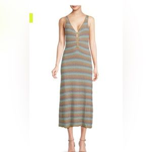 Misa Los Angeles Striped Knit Shimmer Midi Dress